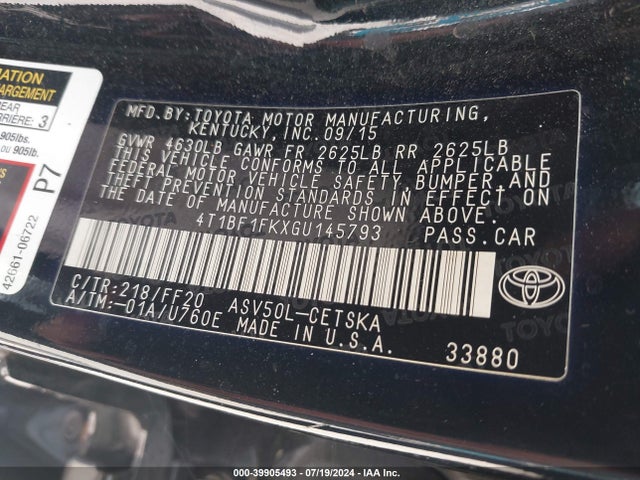 Toyota CAMRY SE 2016 4T1BF1FKXGU145793 Image 9