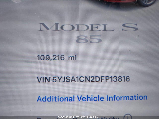 2013 TESLA MODEL S 5YJSA1CN2DFP13816 Photo 6