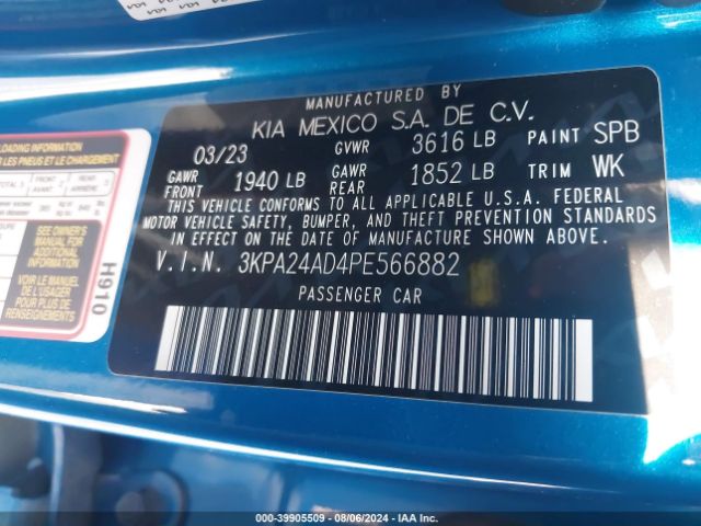3KPA24AD4PE566882 KIA RIO S