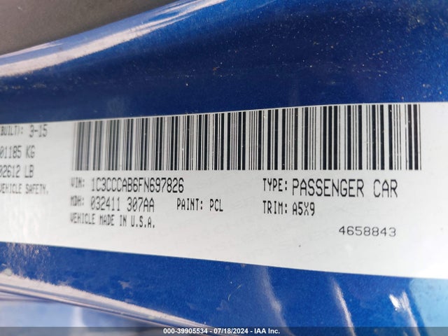 1C3CCCAB6FN697826 Chrysler 200 Limited