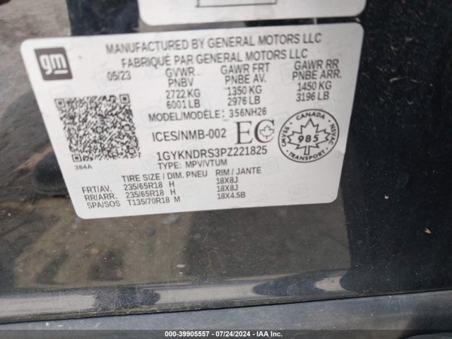 1GYKNDRS3PZ221825 Cadillac Xt5 Awd Premium Luxury