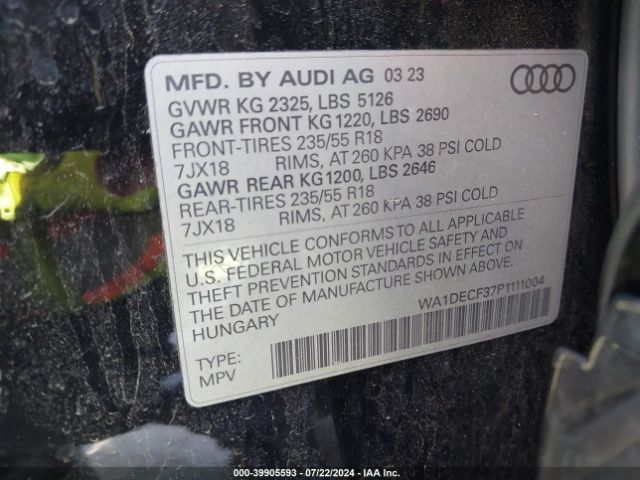 WA1DECF37P1111004 Audi Q3 Premium 45 Tfsi S Line Quattro Tiptronic