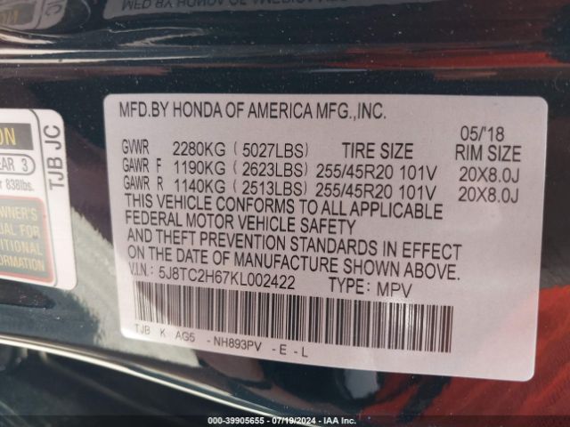 5J8TC2H67KL002422 Acura Rdx A-spec Package