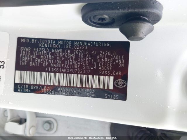 4T1K61AKXPU783307 Toyota CAMRY XSE