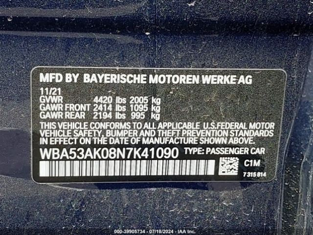 WBA53AK08N7K41090 BMW 228 Gran Coupe I Sdrive