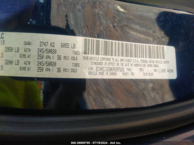 2C4RC1GG9KR587525 Chrysler Pacifica Limited