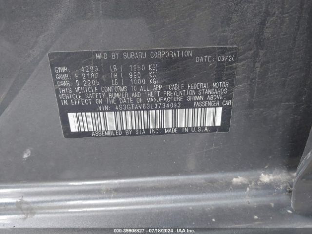 4S3GTAV63L3734093 Subaru Impreza Premium 5-door