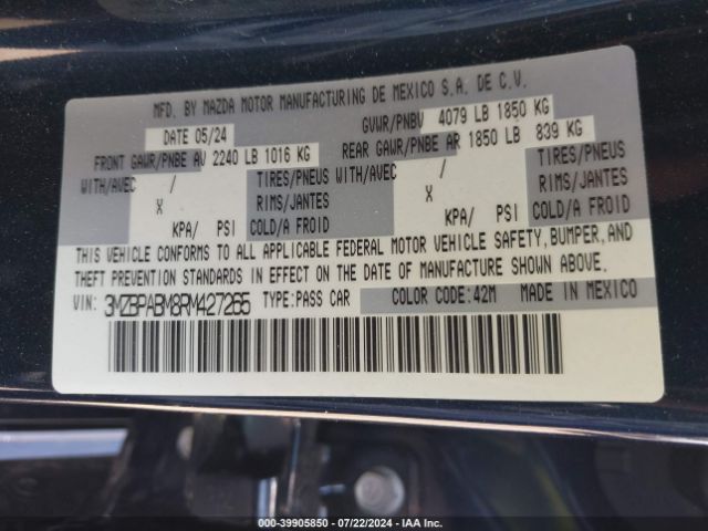3MZBPABM8RM427265 Mazda Mazda3 2.5 S Select Sport