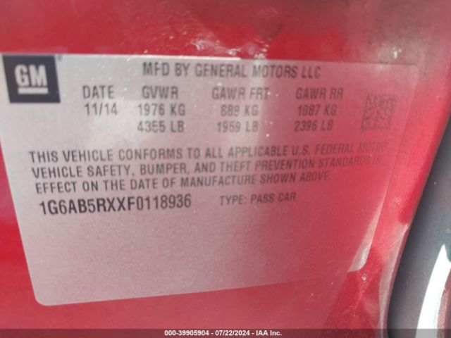 1G6AB5RXXF0118936 Cadillac ATS LUXURY
