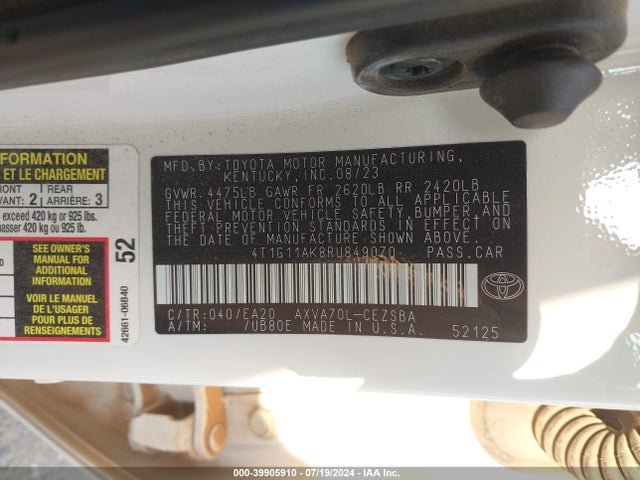 Toyota CAMRY SE 2024 4T1G11AK8RU849070 Image 9