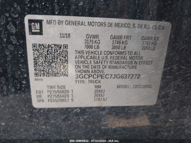 3GCPCPEC7JG637272 Chevrolet Silverado 1500 Custom