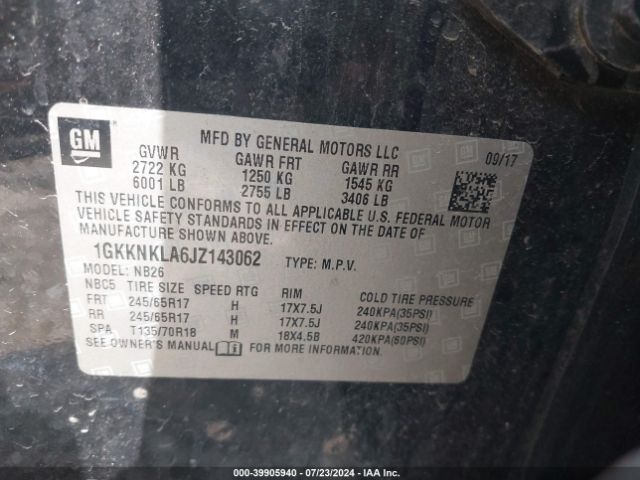 1GKKNKLA6JZ143062 GMC Acadia Sle-1