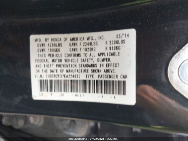 1HGCR2F37EA224630 Honda ACCORD LX