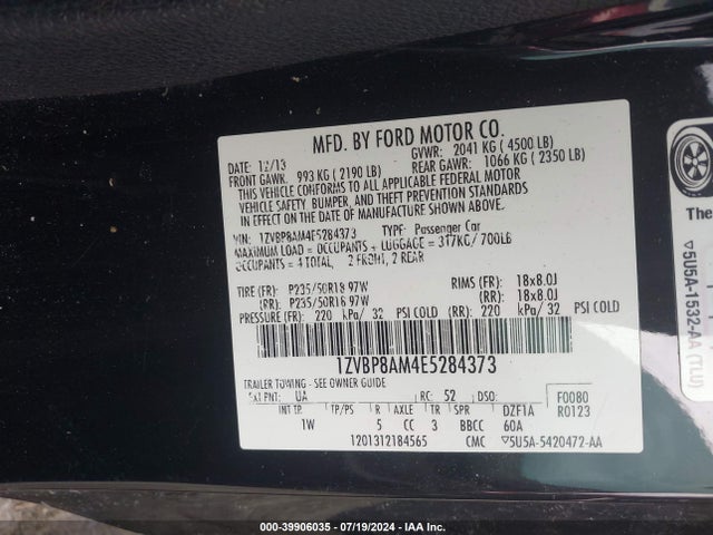 Ford Mustang V6 2014 1ZVBP8AM4E5284373 Image 9