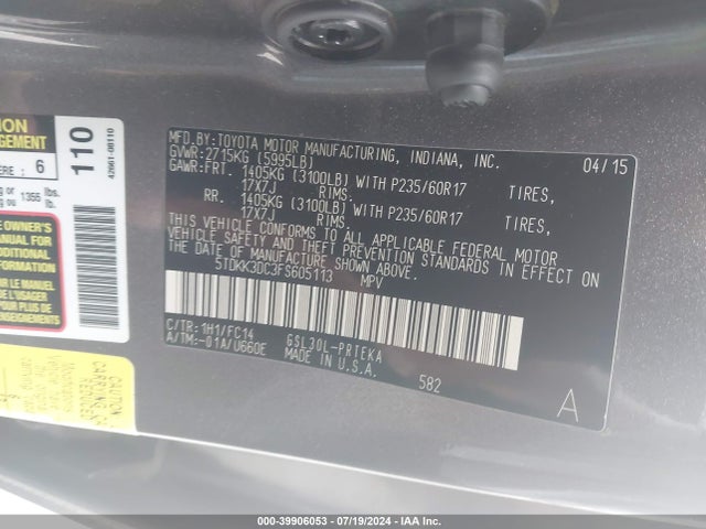 Toyota Sienna Le 8 Passenger 2015 5TDKK3DC3FS605113 Image 9