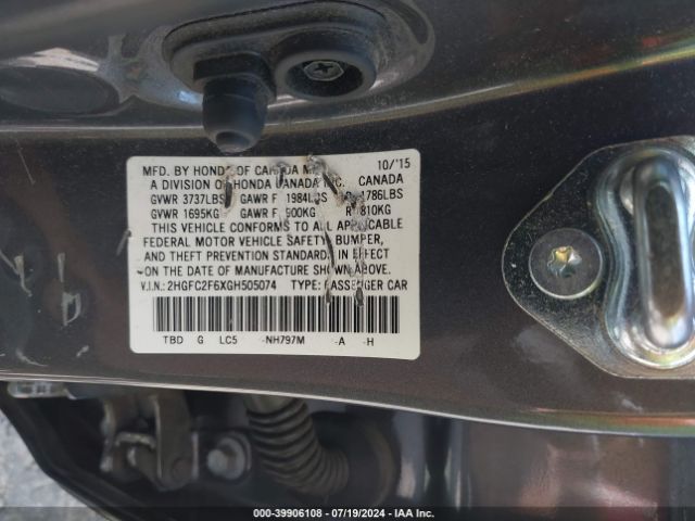 2HGFC2F6XGH505074 Honda Civic Lx