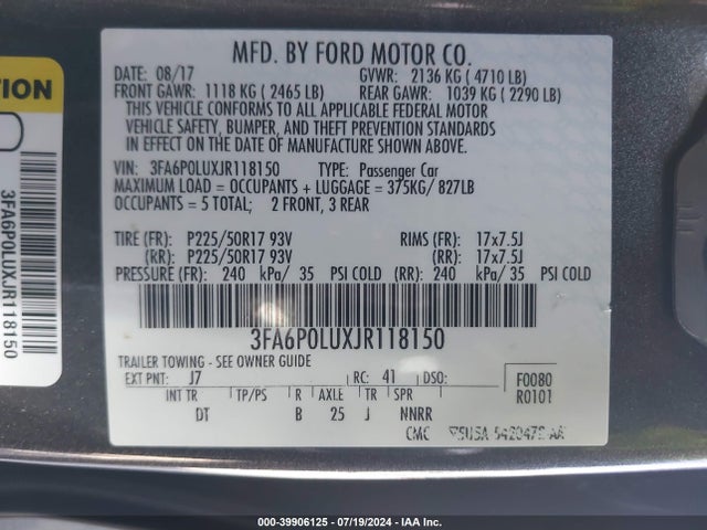 Ford Fusion Hybrid Se 2018 3FA6P0LUXJR118150 Image 9