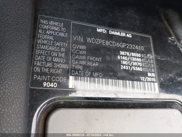 WDZPE8CD6GP232410 Mercedes-Benz Sprinter 2500 High  Roof