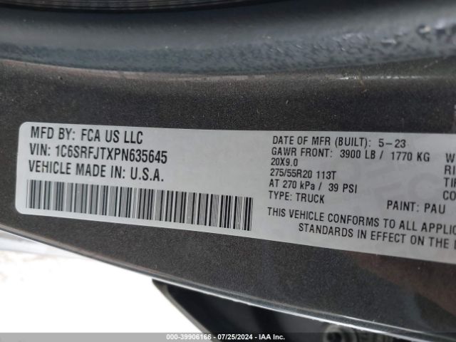 1C6SRFJTXPN635645 RAM 1500 Laramie  4x4 5'7 Box