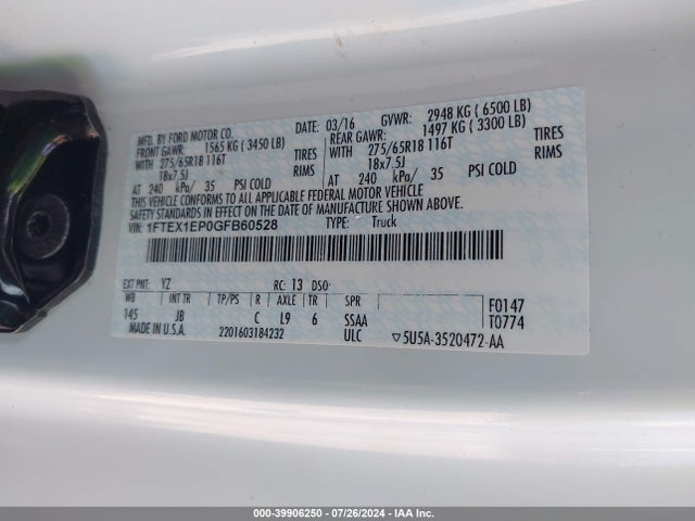 Ford F-150 Xlt 2016 1FTEX1EP0GFB60528 Image 9