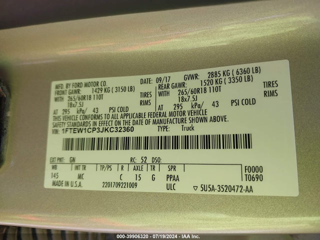 Ford F-150 Xlt 2018 1FTEW1CP3JKC32360 Image 9