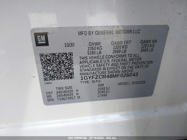 1GYFZCR48MF026043 Cadillac Xt4 Fwd Premium Luxury