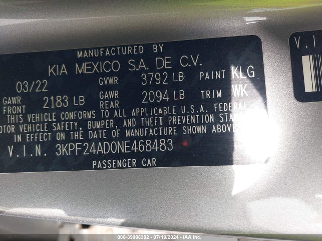 KIA Forte Lxs 2022 3KPF24AD0NE468483 Image 9