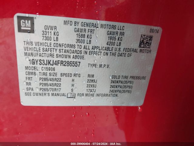 1GYS3JKJ4FR286557 Cadillac Escalade Esv Premium