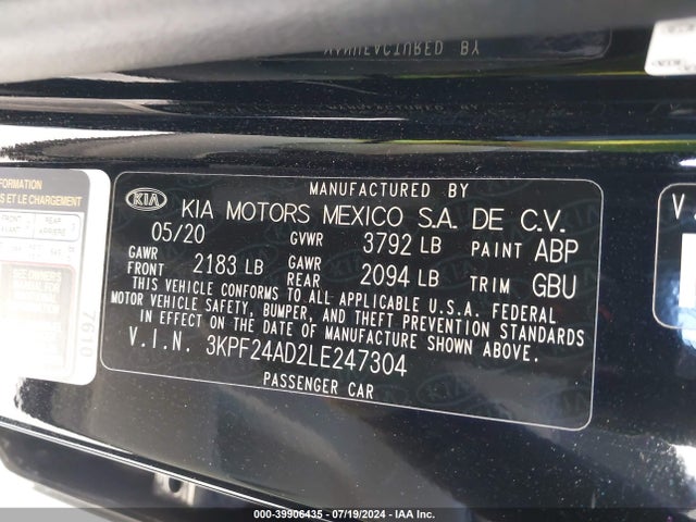 KIA Forte Lxs 2020 3KPF24AD2LE247304 Image 9