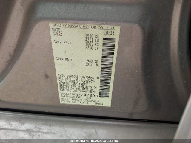 Nissan Altima 2.5 Sv 2014 1N4AL3AP3EN247893 Image 9