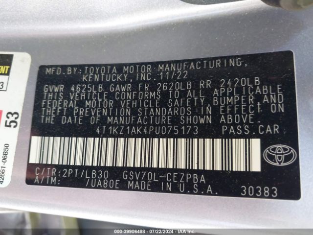 4T1KZ1AK4PU075173 Toyota Camry Xse V6