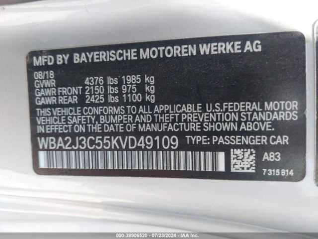 WBA2J3C55KVD49109 BMW 230i Xdrive