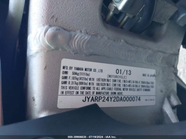 2013 YAMAHA FJR1300 JYARP24Y2DA000074 Photo 9