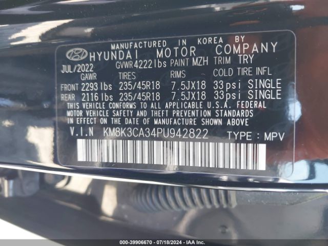 KM8K3CA34PU942822 Hyundai Kona N Line