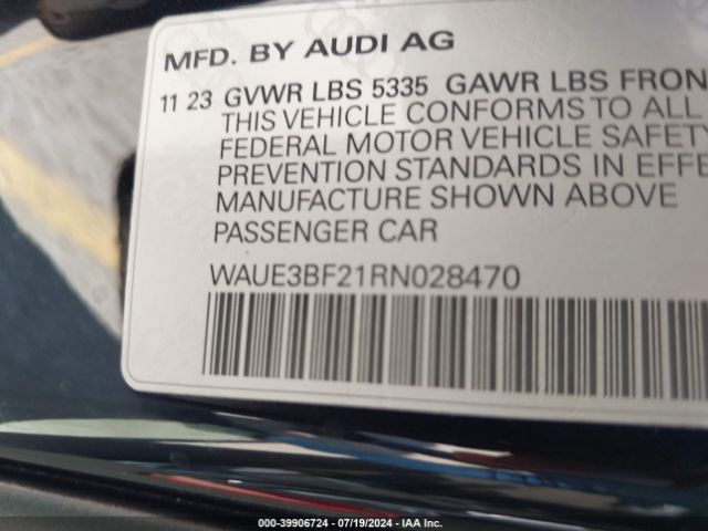 WAUE3BF21RN028470 Audi A6 Premium Plus 45 Tfsi Quattro S Tronic