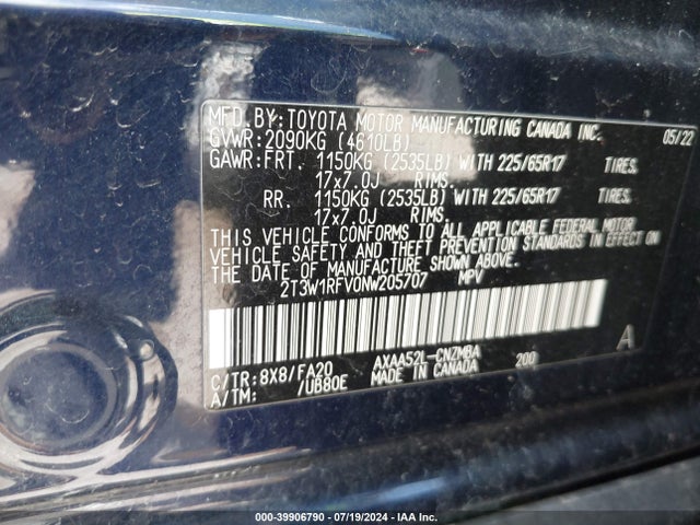 Toyota Rav4 Xle 2022 2T3W1RFV0NW205707 Image 9