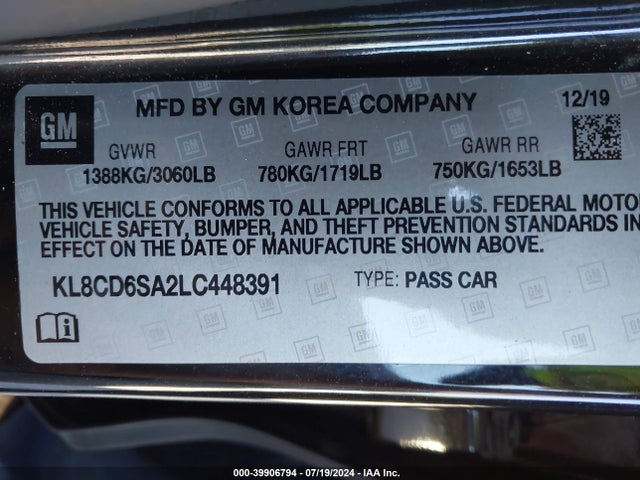 Chevrolet Spark Fwd 1lt Automatic 2020 KL8CD6SA2LC448391 Image 9