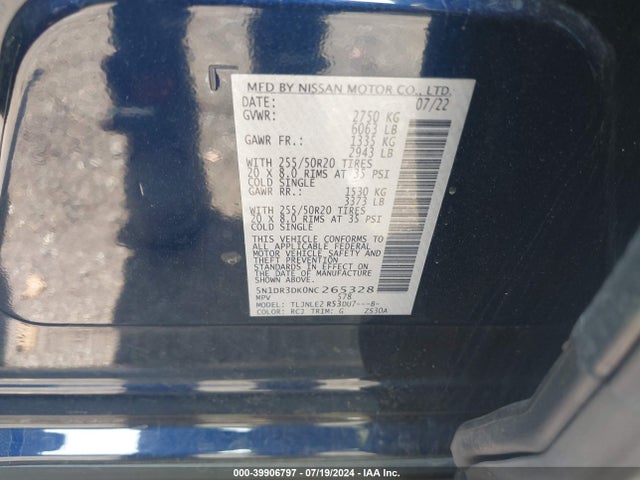 Nissan Pathfinder Platinum 4wd 2022 5N1DR3DK0NC265328 Image 9