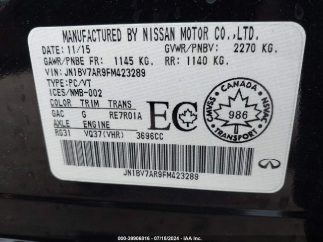 JN1BV7AR9FM423289 Infiniti Q50 Premium/sport