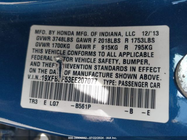 19XFB2F53EE207077 Honda Civic Lx