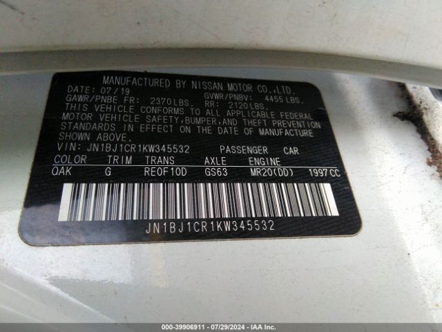 JN1BJ1CR1KW345532 Nissan Rogue Sport S