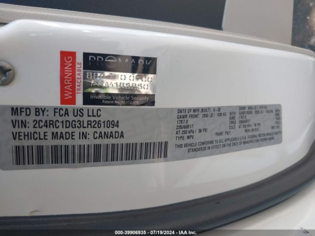 2C4RC1DG3LR261094 Chrysler Voyager Lxi