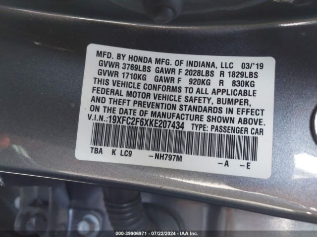 19XFC2F6XKE207434 Honda Civic Lx