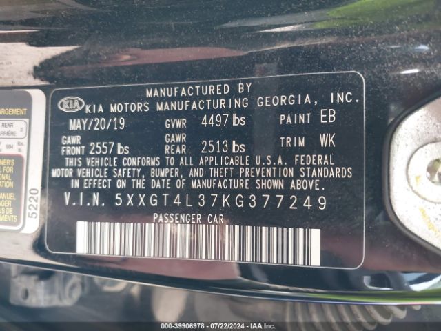 2019 KIA OPTIMA 5XXGT4L37KG377249 Photo 8