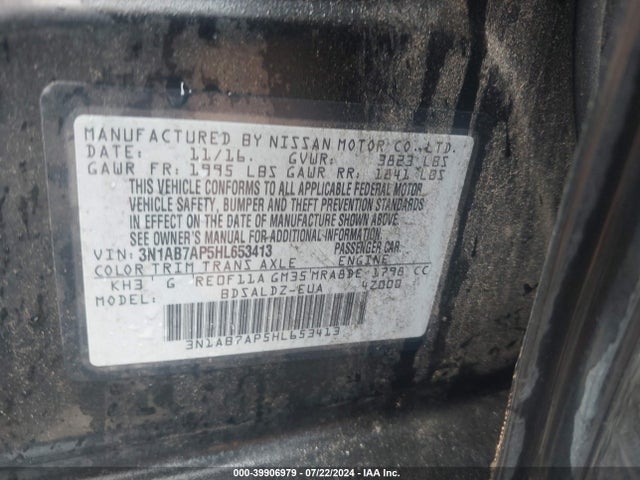 Nissan SENTRA SV 2017 3N1AB7AP5HL653413 Image 9