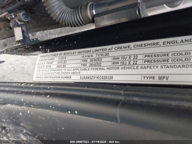 2019 BENTLEY BENTAYGA SJAAM2ZV1KC025320 Photo 8