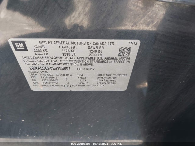 Chevrolet Equinox 2lt 2014 2GNALCEK0E6188001 Image 9