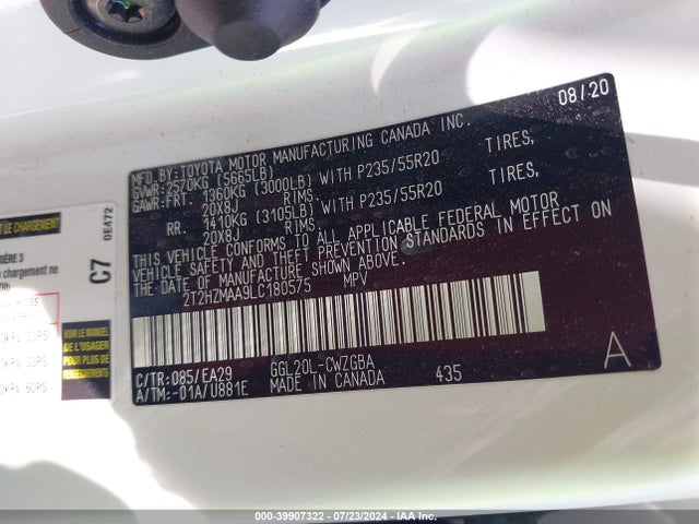 Lexus RX 350 2020 2T2HZMAA9LC180575 Image 9