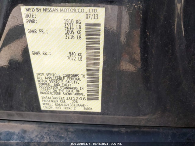 Nissan Altima 2.5 Sl 2014 1N4AL3AP2EC101206 Image 9