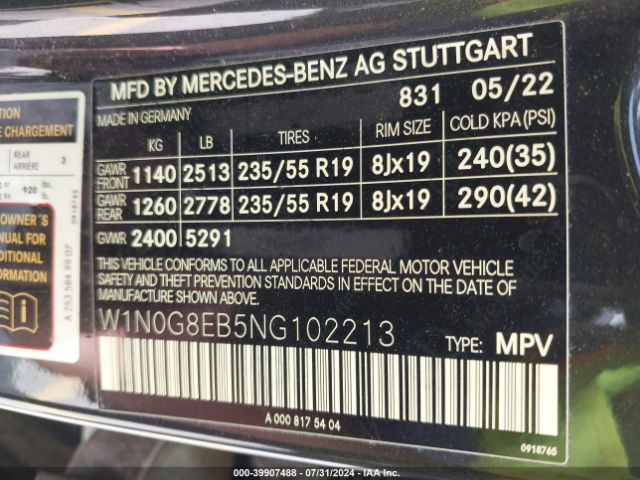 W1N0G8EB5NG102213 Mercedes-Benz Glc 300 4matic